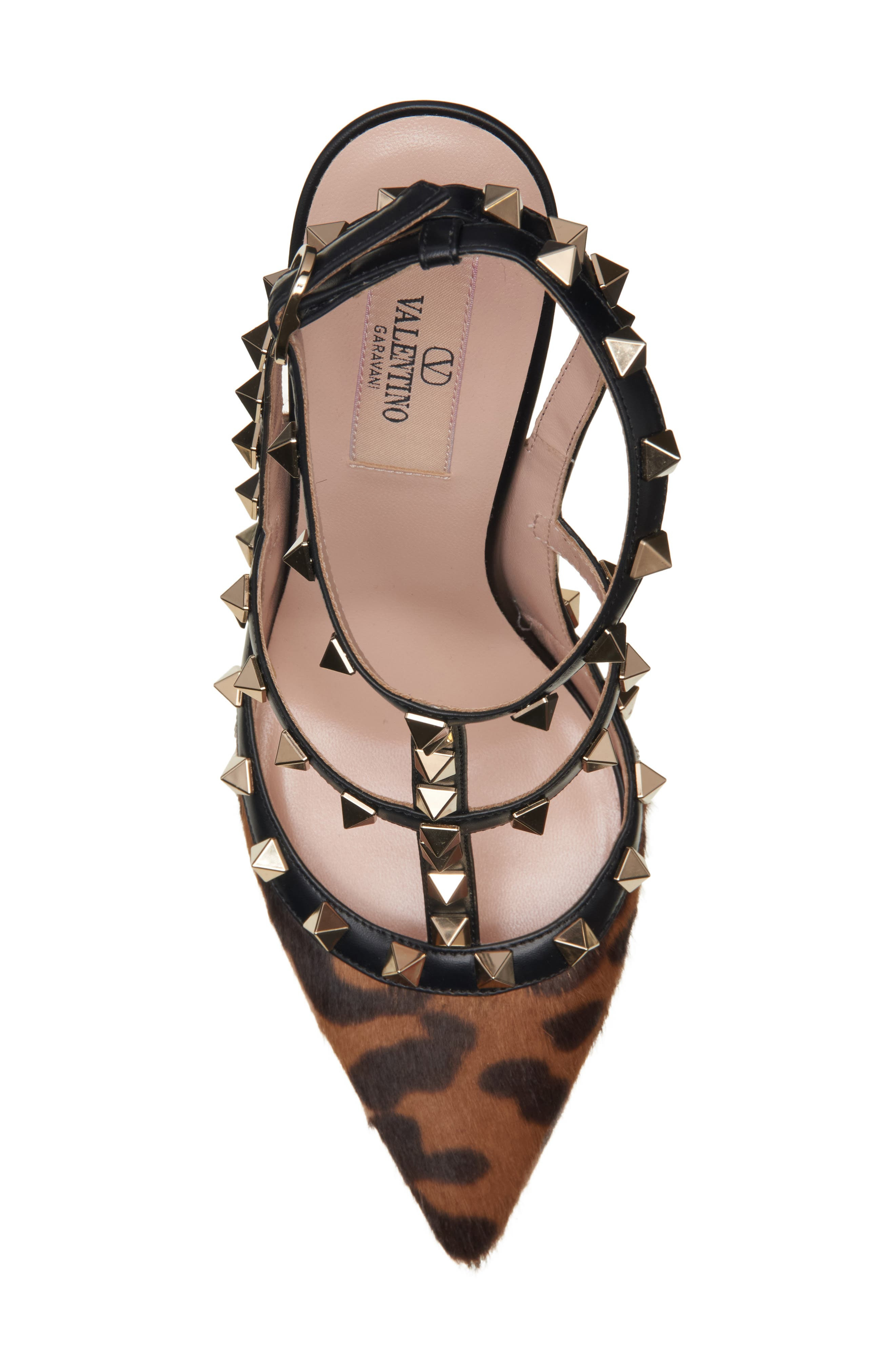 Valentino Rockstud Genuine Calf Hair Pointed Toe Pump in Moro/Nero Calf Hair at Nordstrom - 5