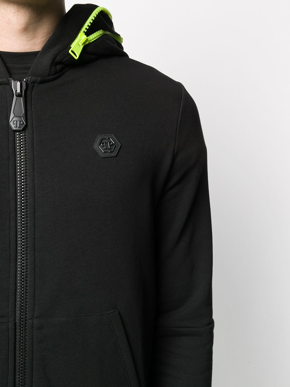 logo embossed zipped hoodie - 5