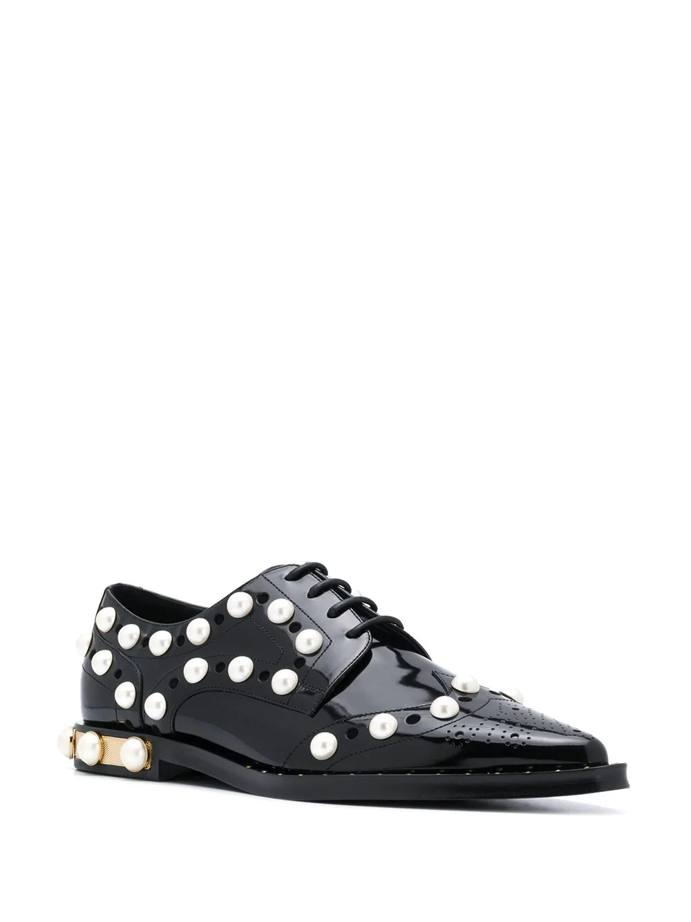 embellished perforated lace-up shoes - 2