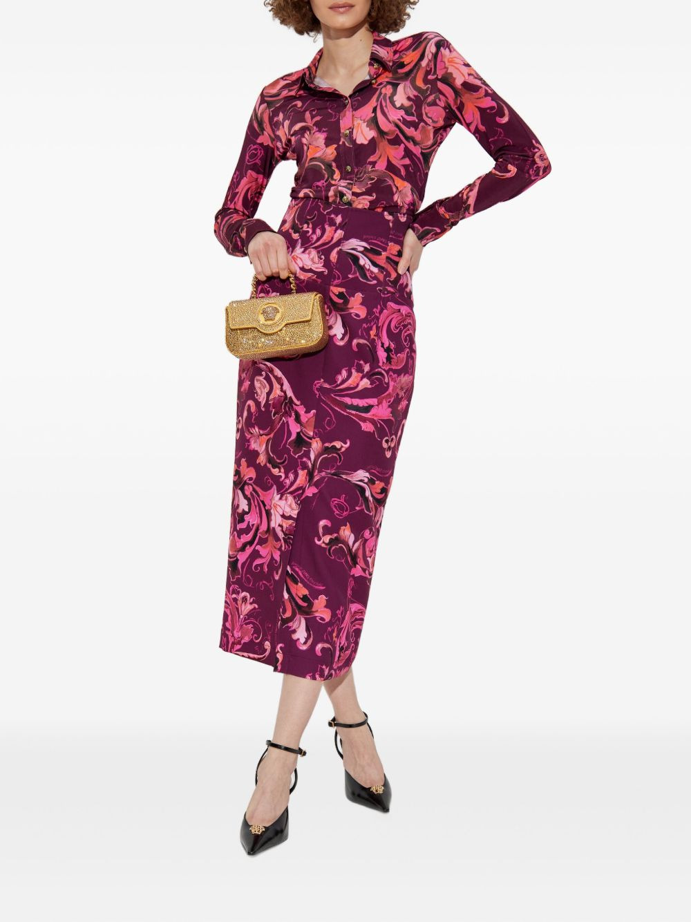 floral-print midi skirt - 3