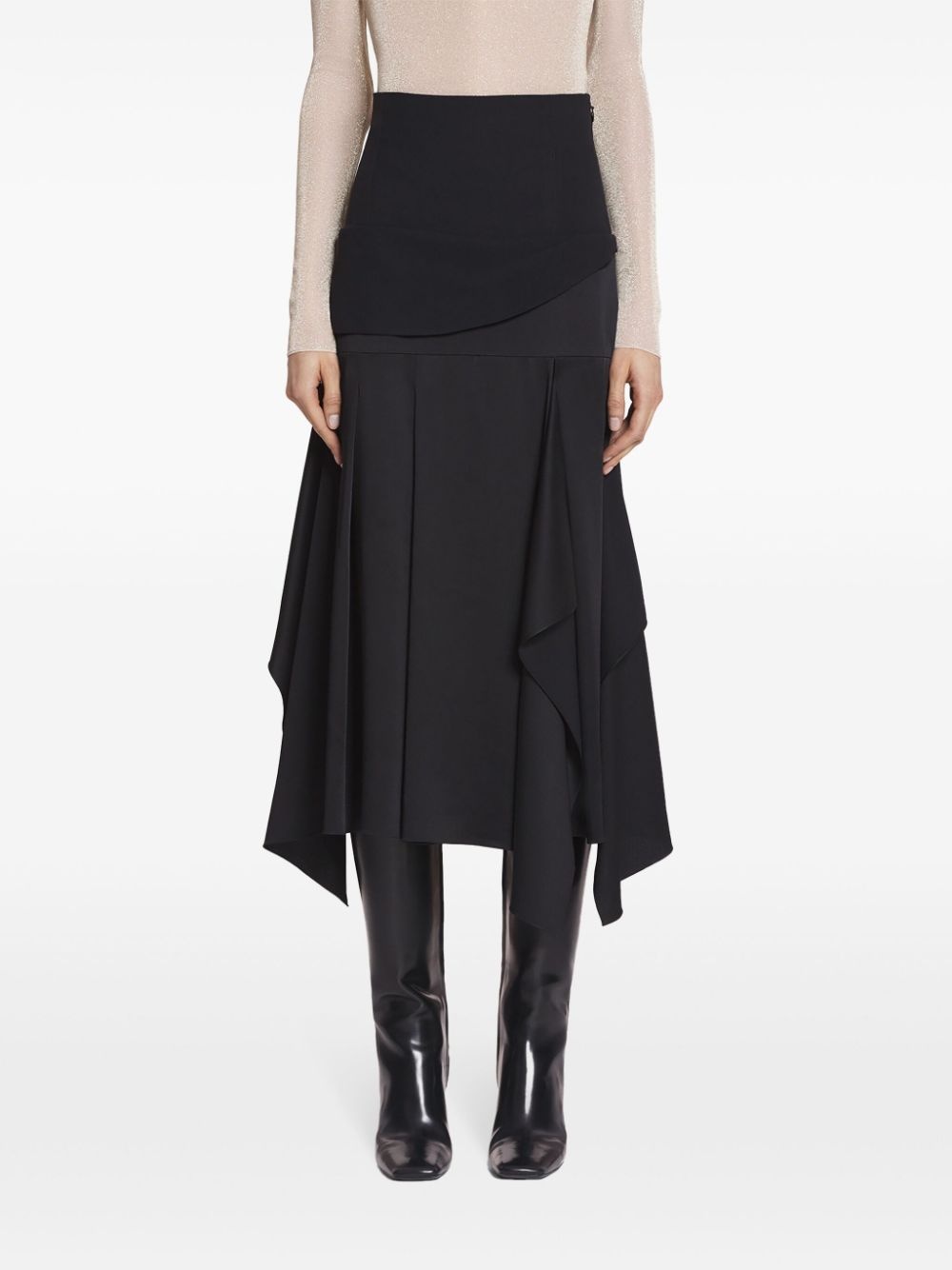 draped-detailing midi skirt - 3