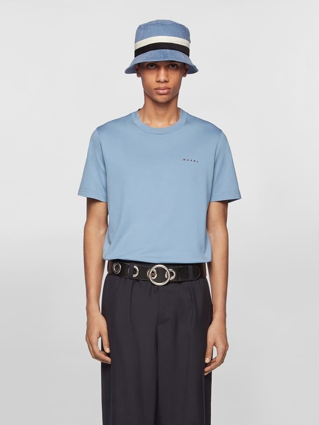 PALE BLUE COTTON JERSEY T-SHIRT - 2