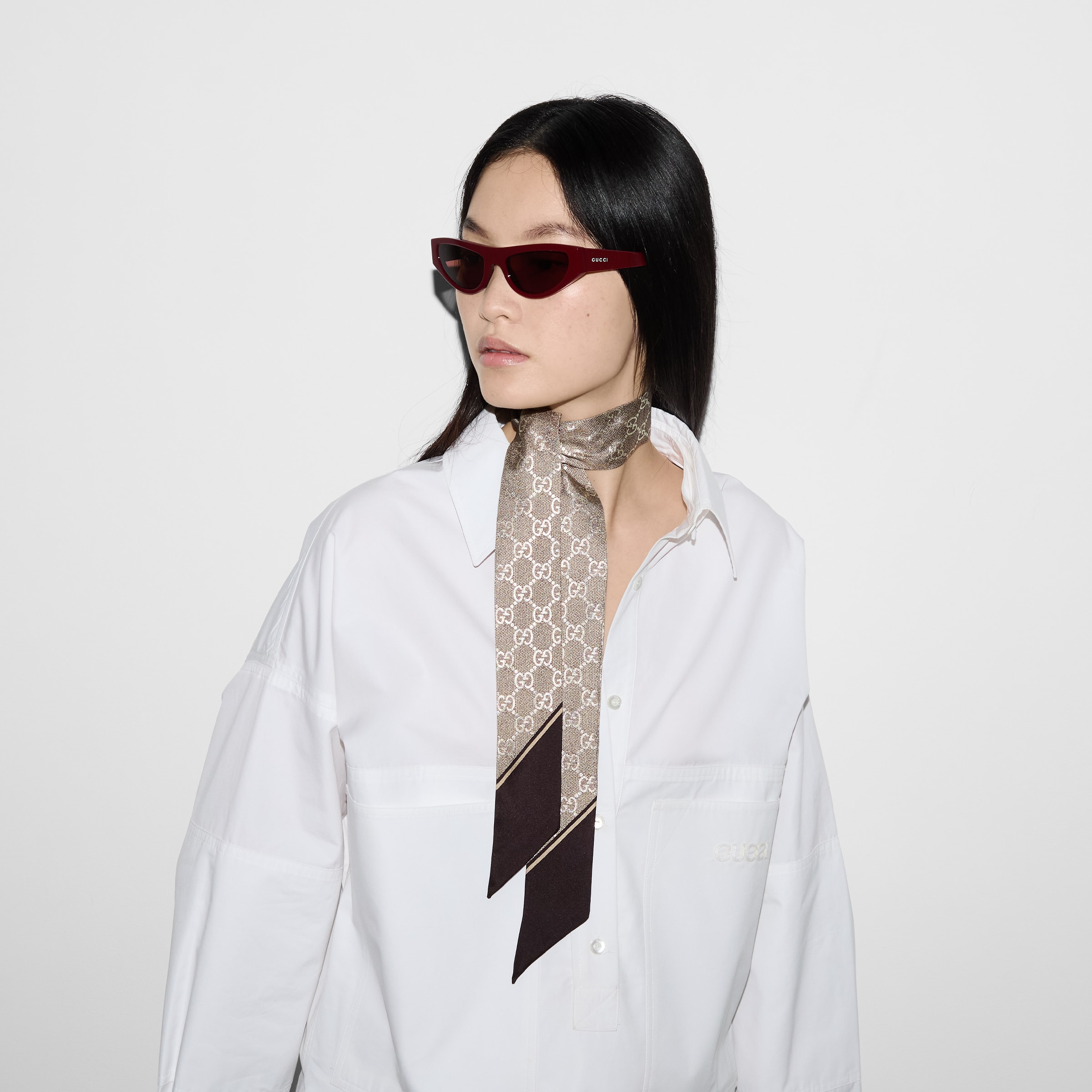GG silk neck bow - 3