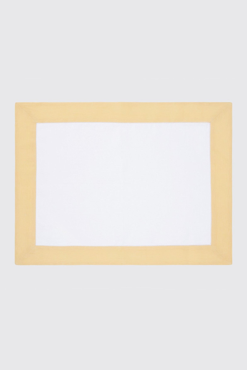 Set of 4 Ravenna Placemats in White & Yellow Linen 1