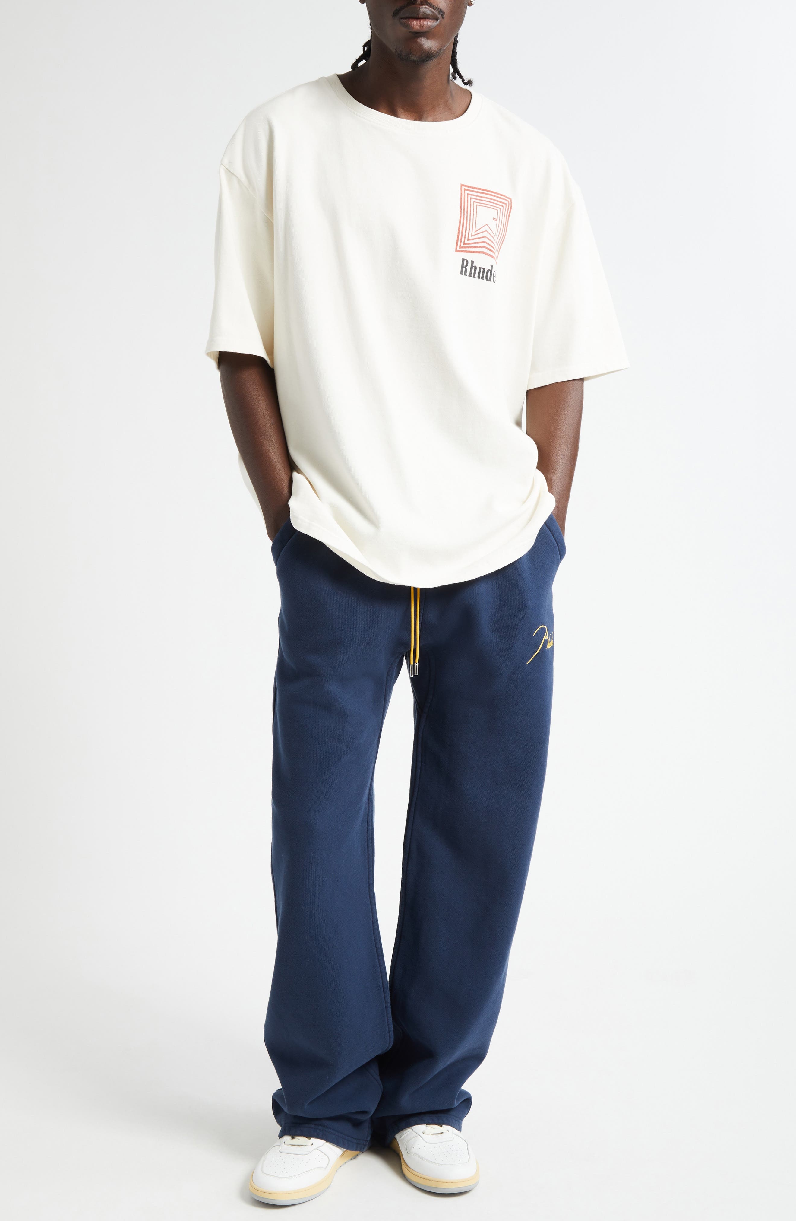 Rhude Chevron Logo Repeat Graphic T-Shirt in Vintage White at Nordstrom - 2