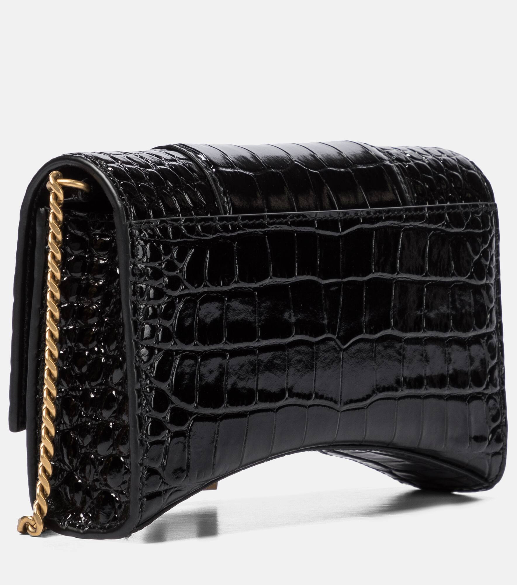 Hourglass croc-effect leather wallet on chain - 4