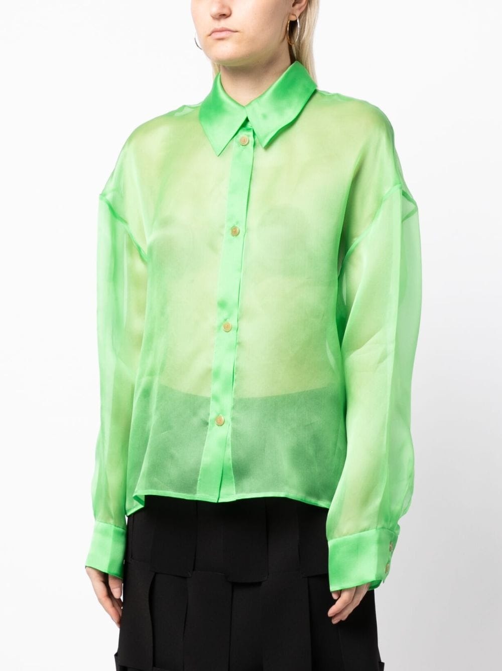 semi-sheer silk-organza shirt - 3