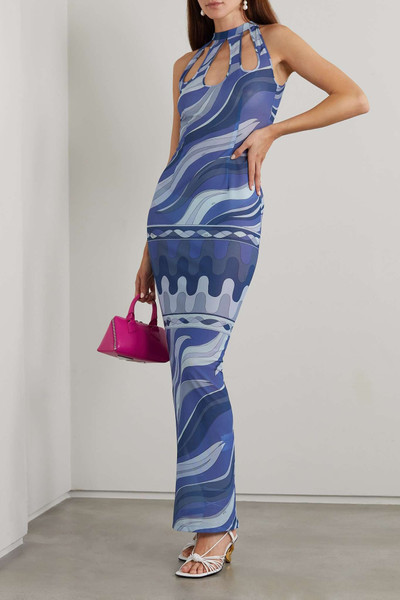 PUCCI Cutout printed stretch-mesh maxi dress outlook