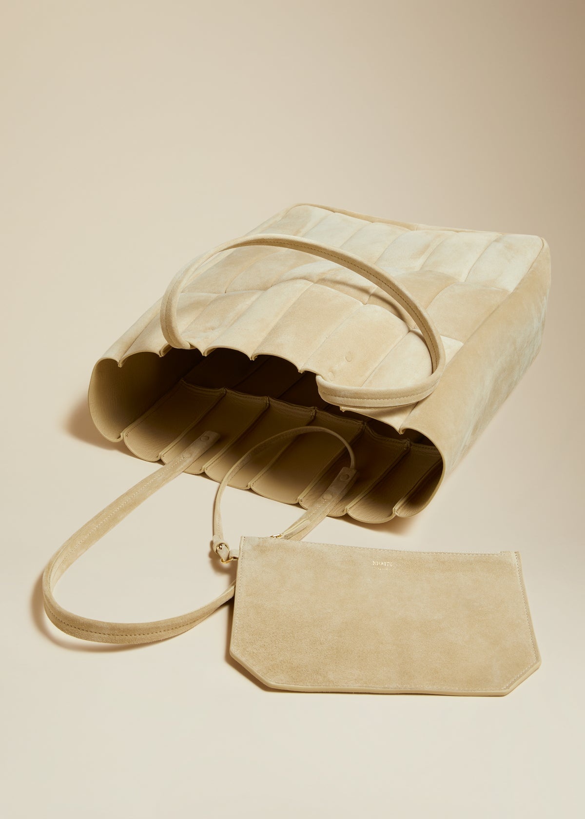 The Zoe Tote in Beige Suede - 3