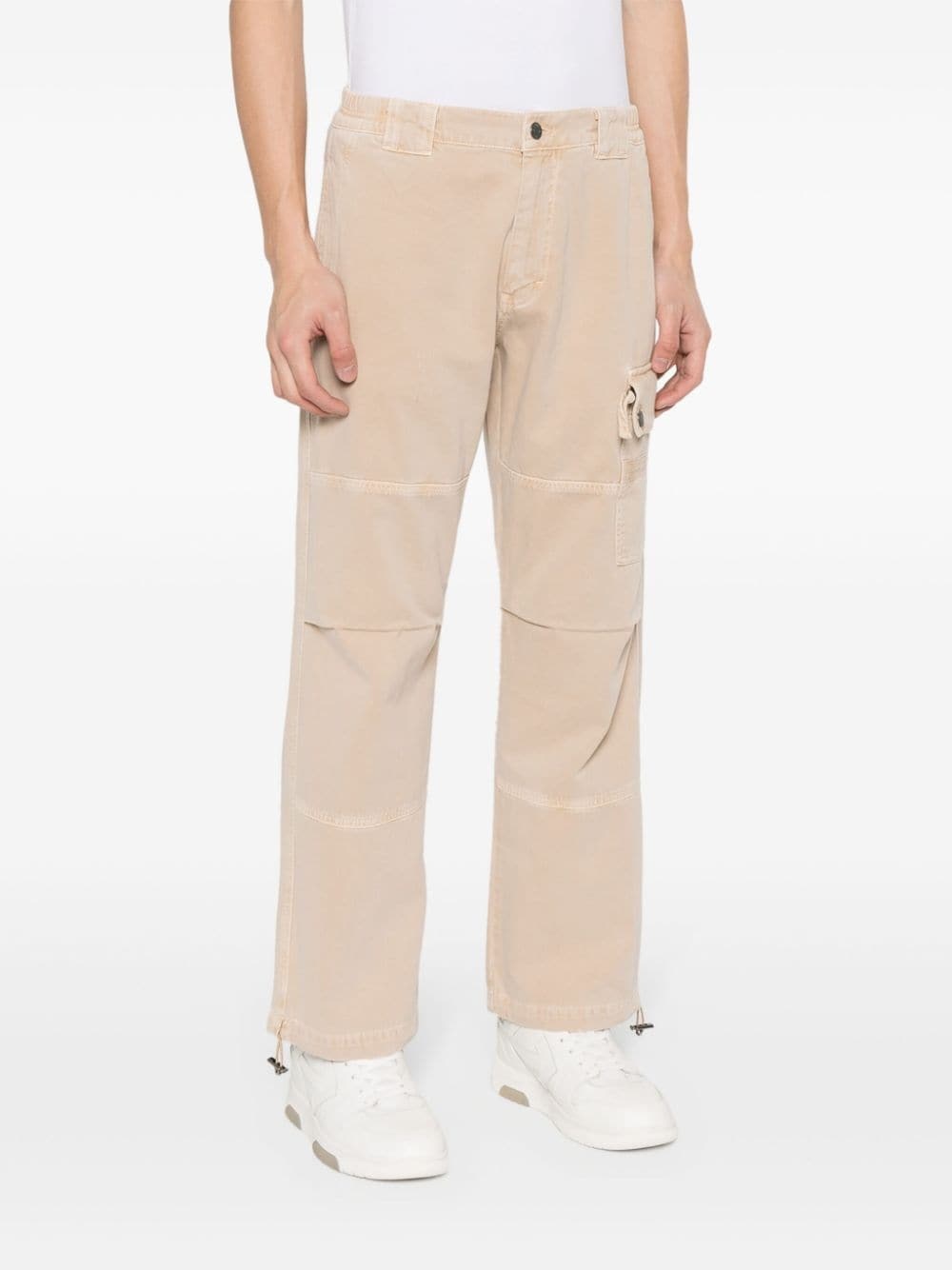 logo-embroidered cotton trousers - 3
