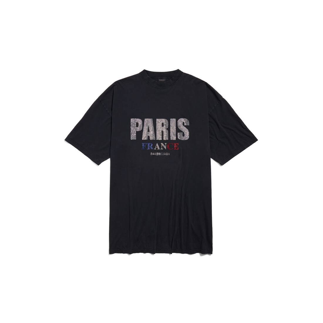 Paris Strass T-shirt Dress in Black - 1