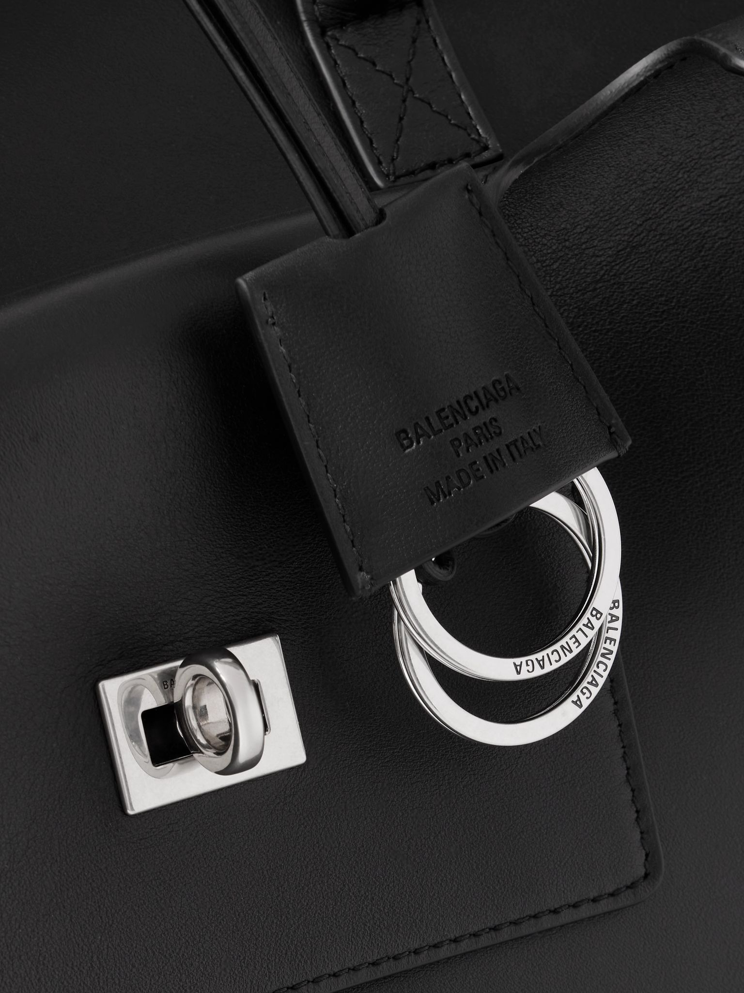Bel Air Logo-Debossed Leather Tote Bag Black - 4