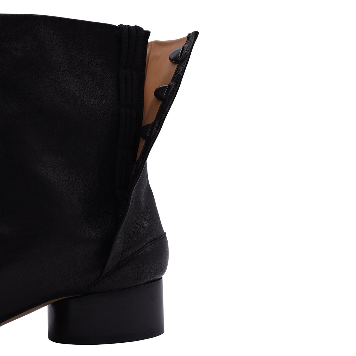 Tabi Soft Leather Heeled Boots in Black - 6