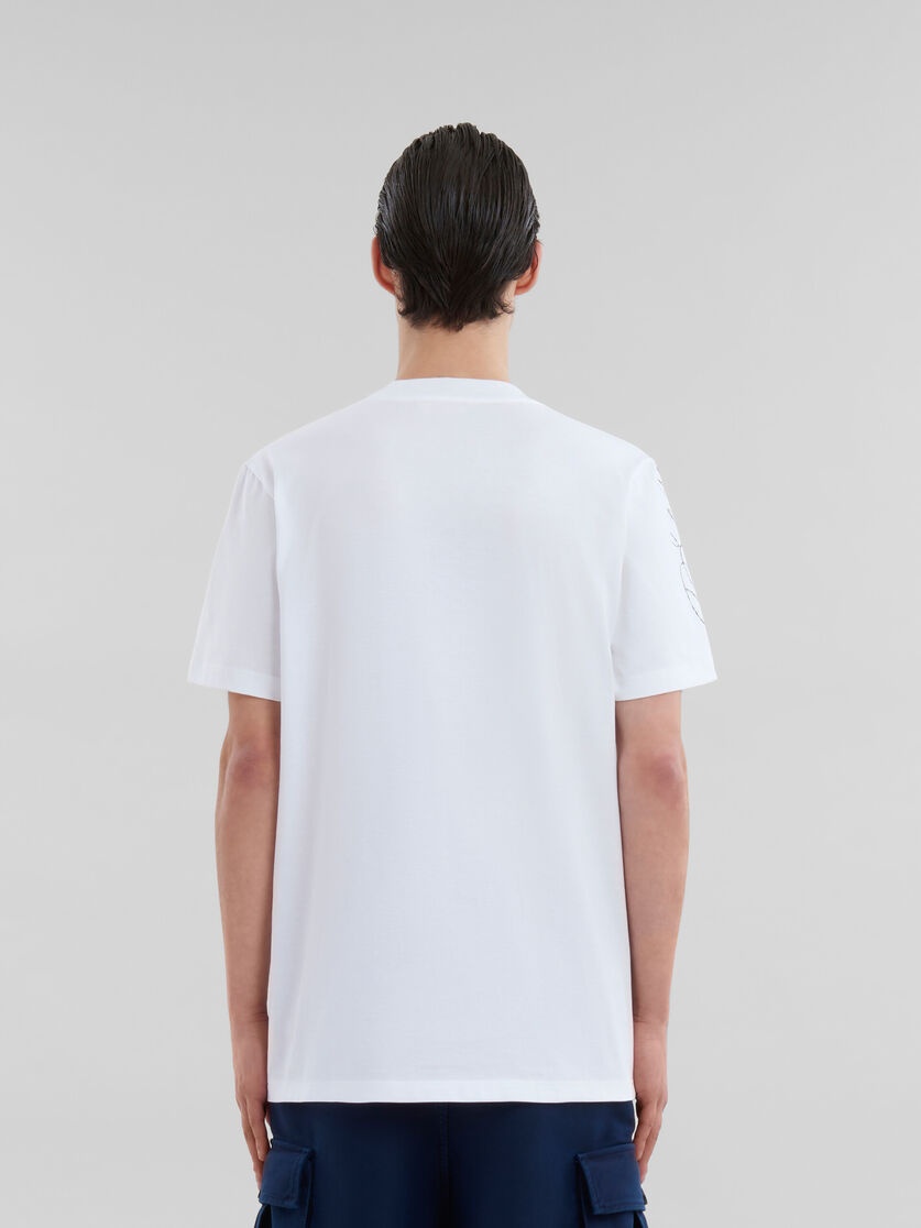 WHITE ORGANIC COTTON T-SHIRT WITH MARNI SCRIBBLE MOTIF - 3