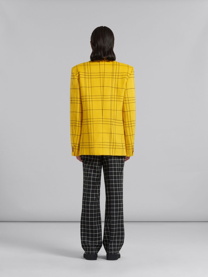 YELLOW CHECKED WOOL FELT BLAZER - 3