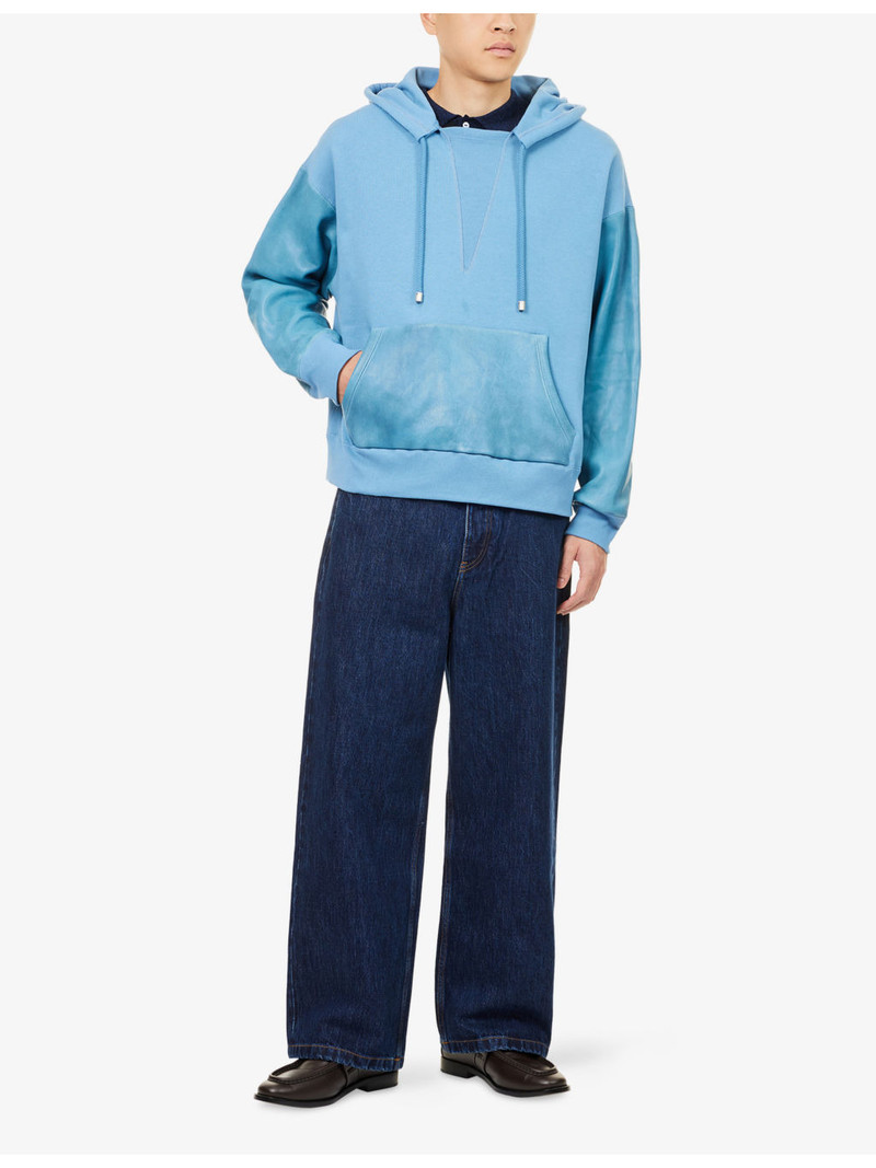 Loewe Hybrid Contrast Cotton And Leather Hoody outlook