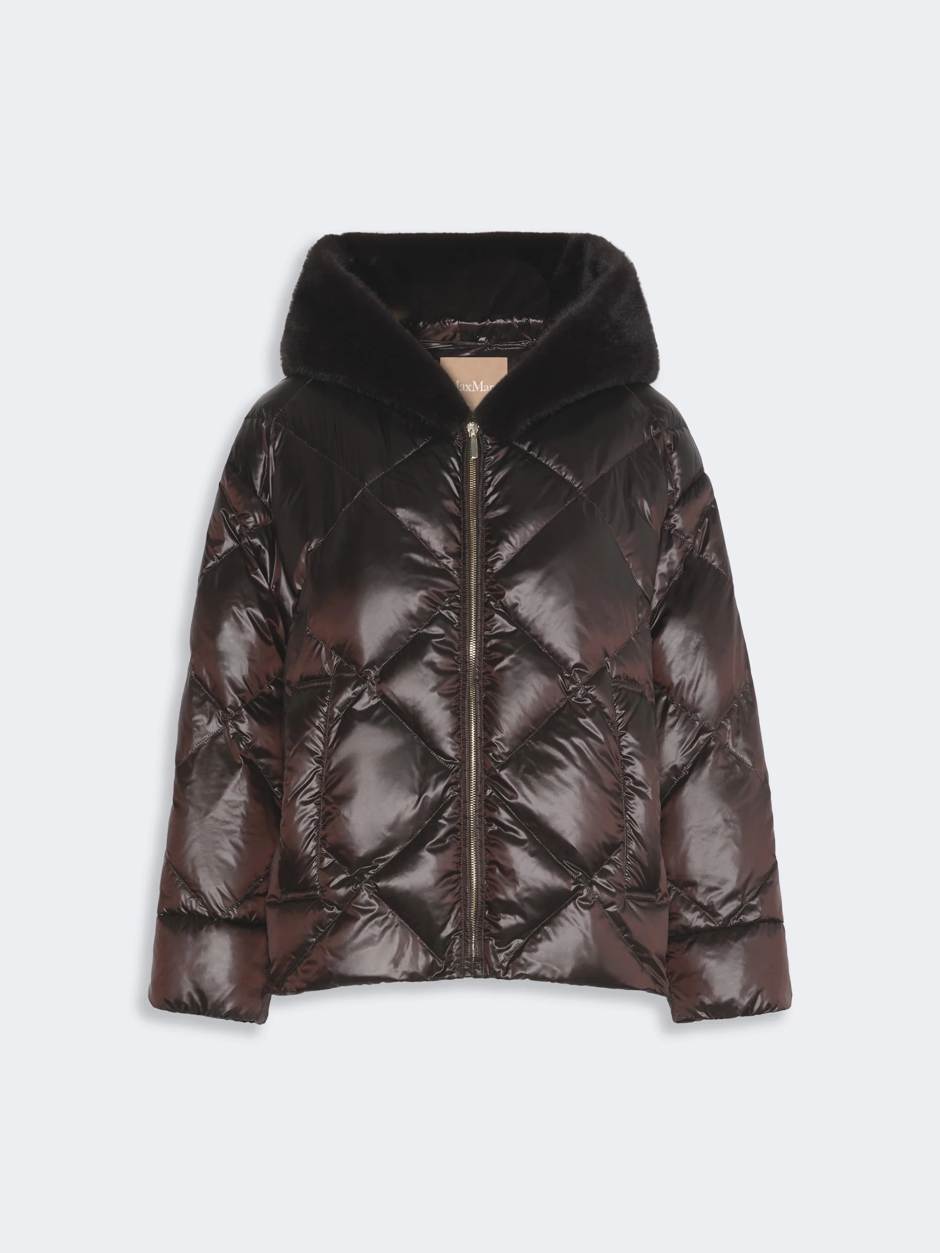 NEBBIE Hooded puffer jacket in water-repellent plain-weave fabric - BROWN - 1
