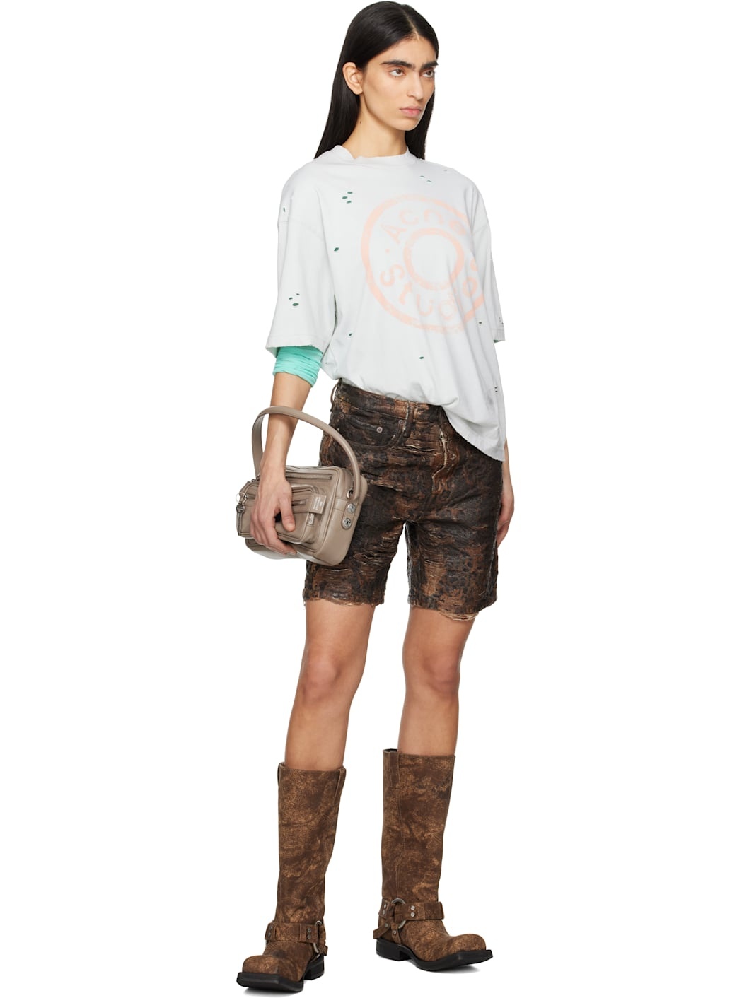 Brown Monogram Loose-Fit Denim Shorts - 5