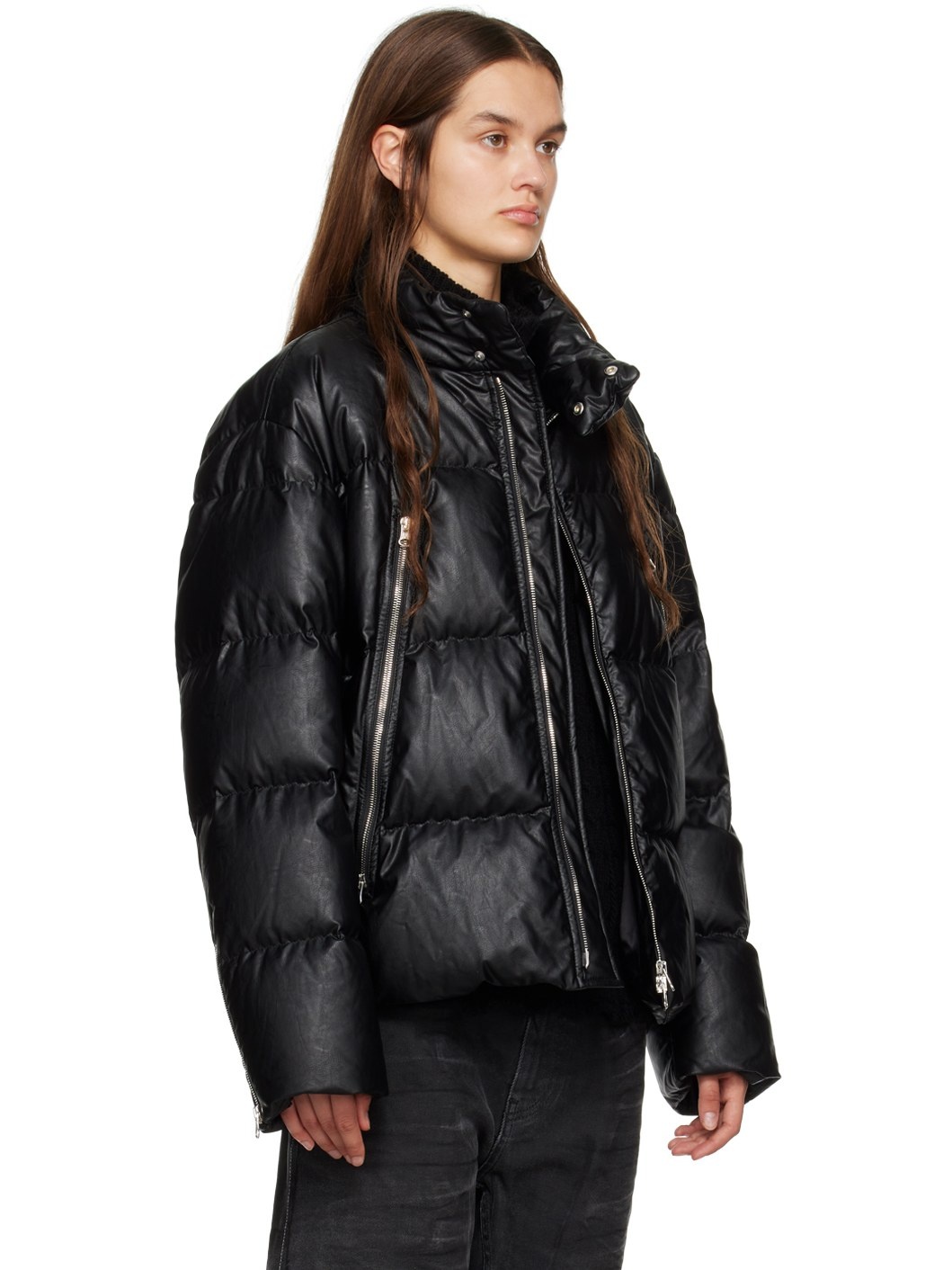 MM6 Maison Margiela Black Quilted Down Jacket | REVERSIBLE