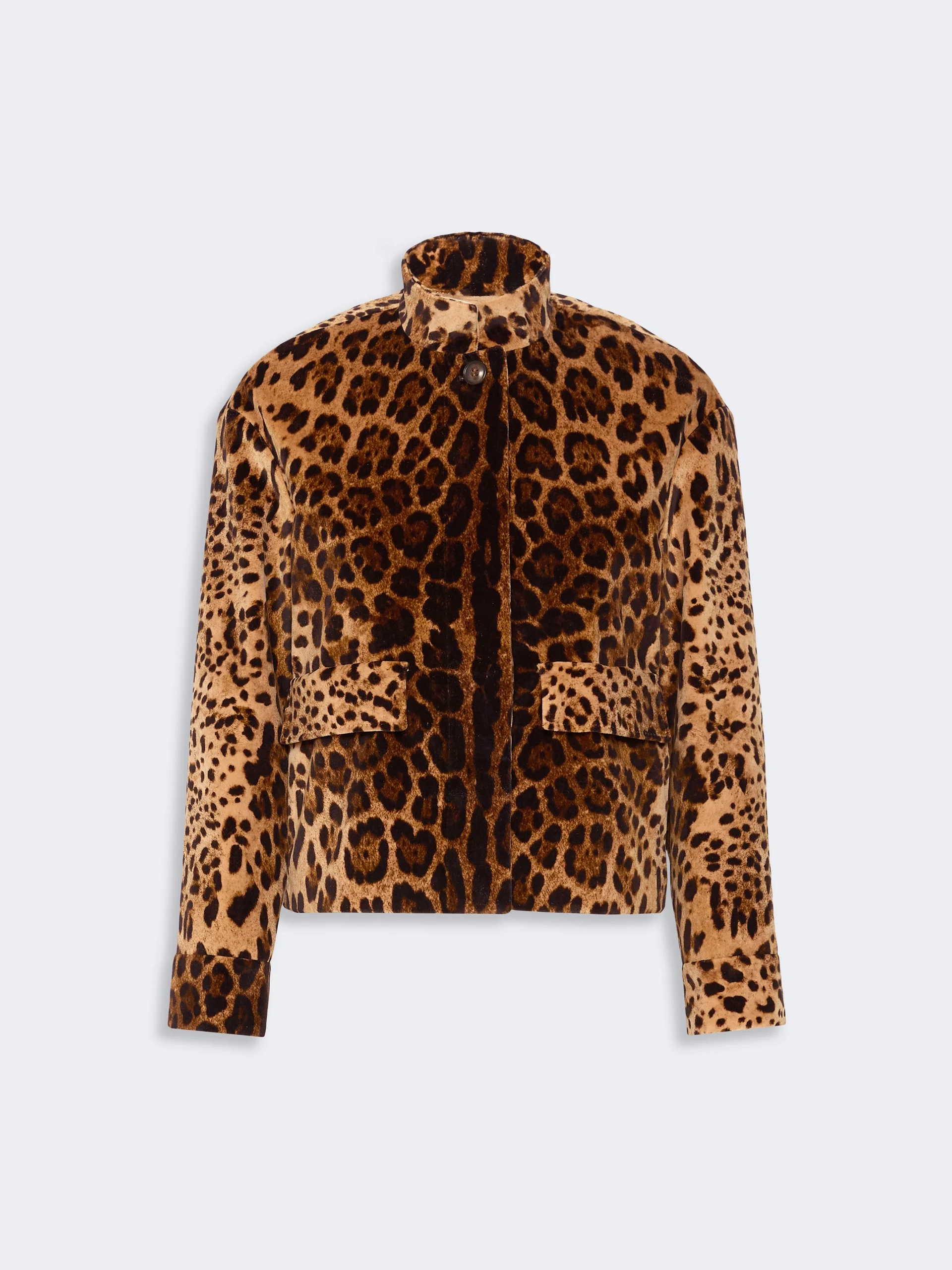 EDRO Boxy jacket in smooth printed velvet - BROWN - 1