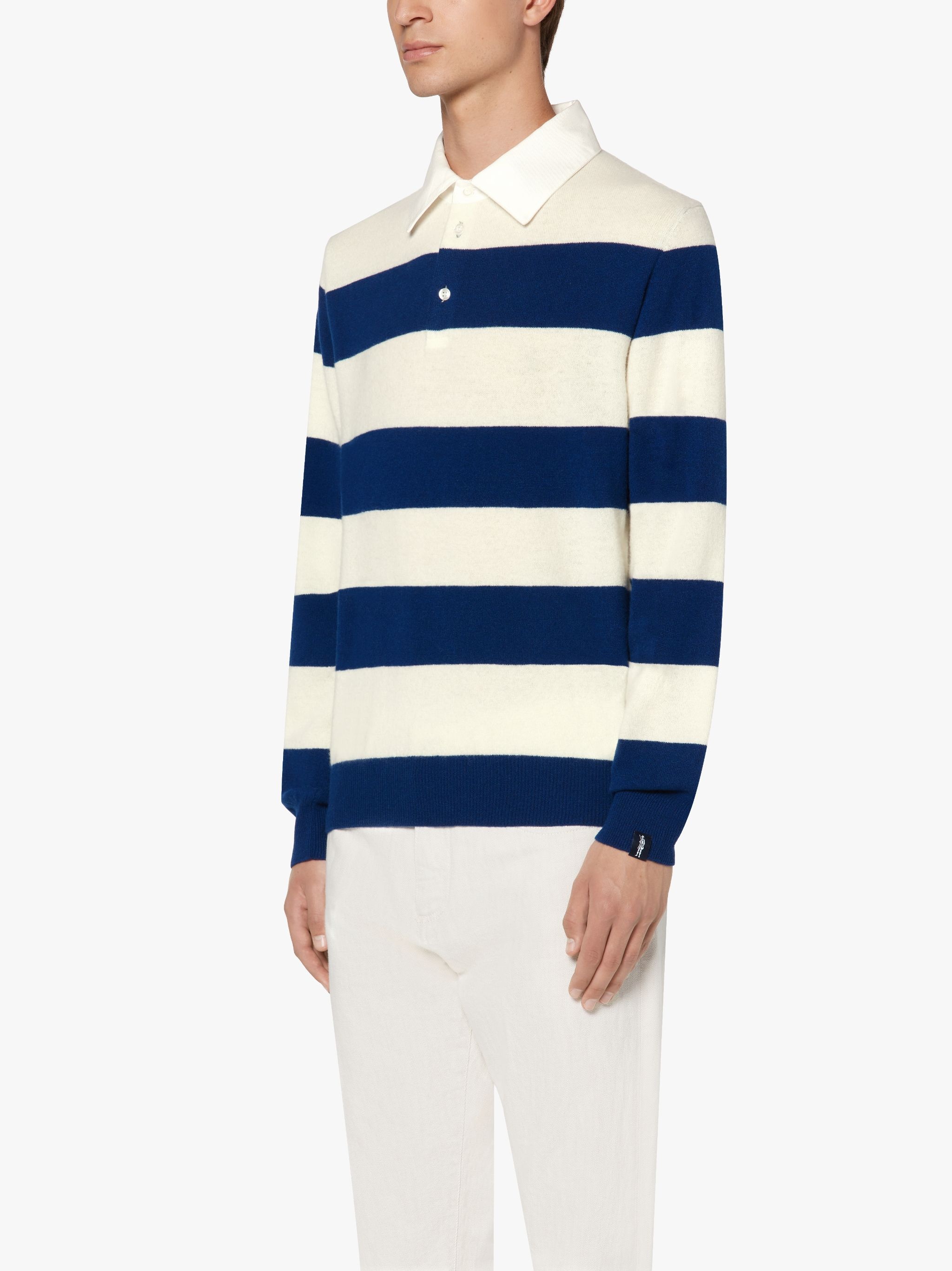 BLUE WOOL KNITTED RUGBY SHIRT | GKM-202 - 3