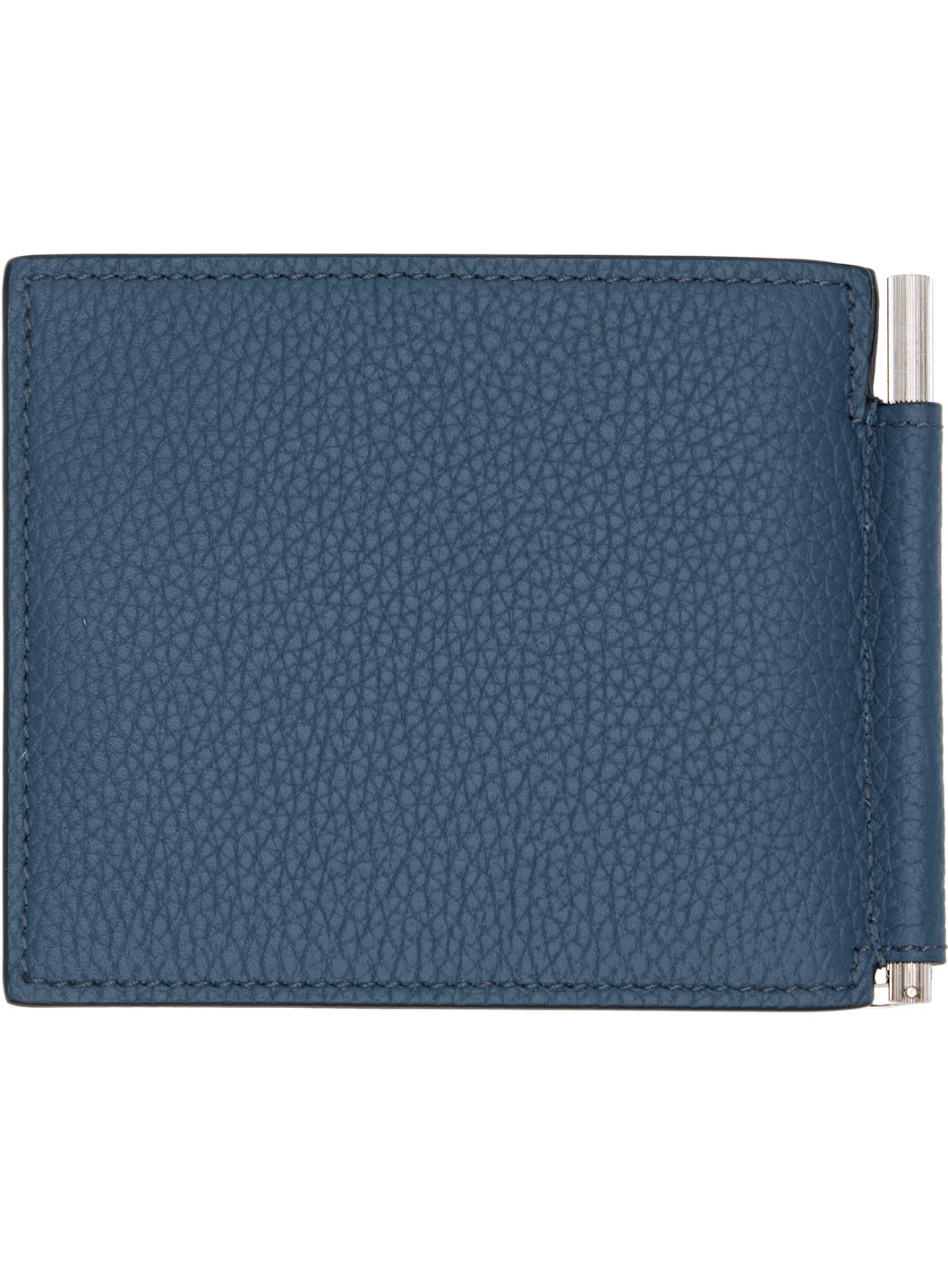 Blue Grain Leather Money Clip Wallet - 2