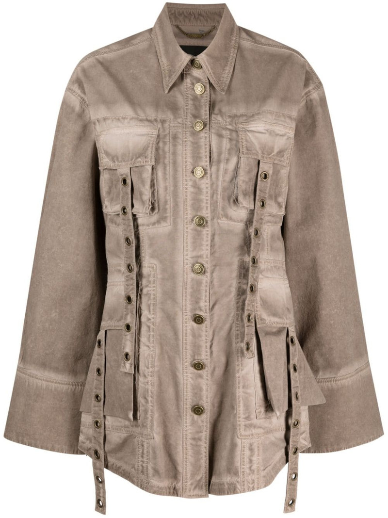 eyelet-embellished denim jacket 1