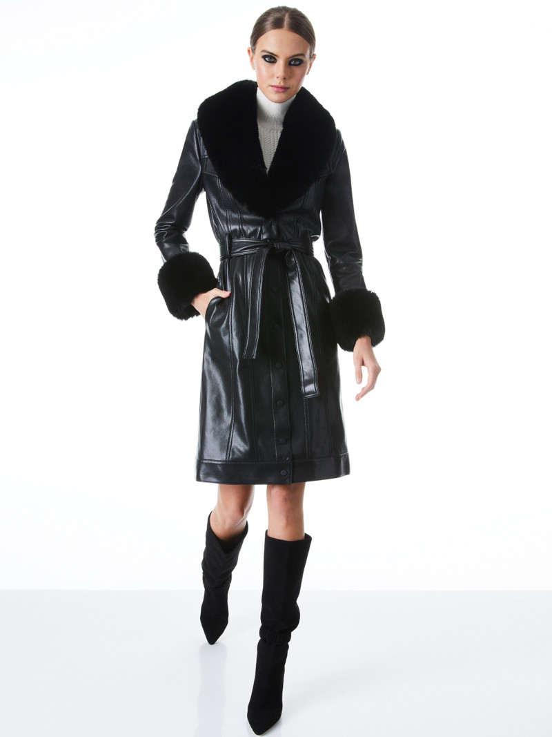 Alice + Olivia STARI VEGAN LEATHER FAUX FUR COMBINATION COAT outlook