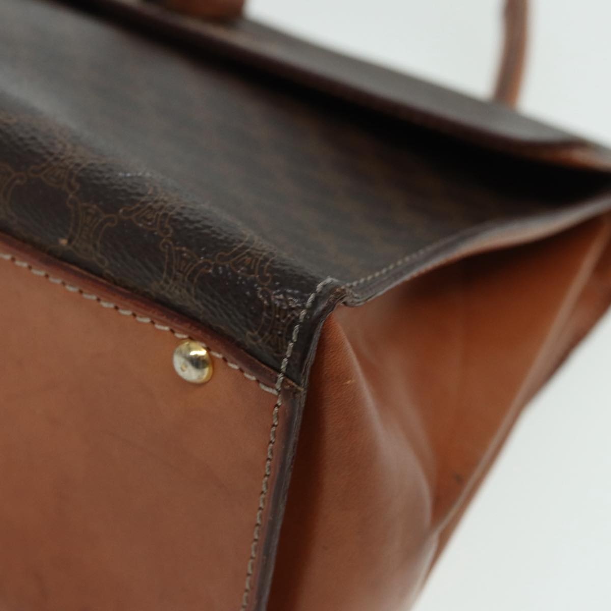 CELINE Macadam Canvas Hand Bag Pvc Leather Brown - 16