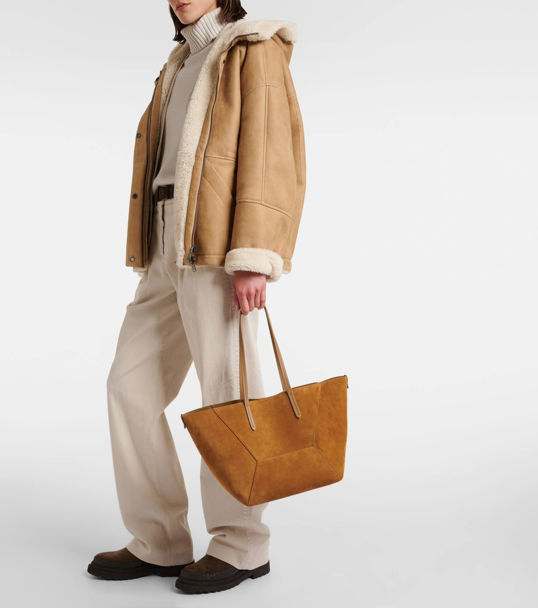 Large suede tote bag - 5