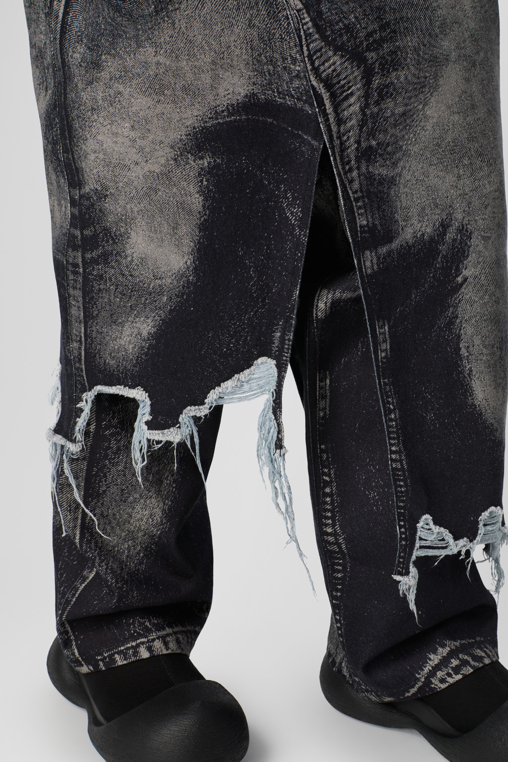 Black-gray asymmetric denim skirt - 6