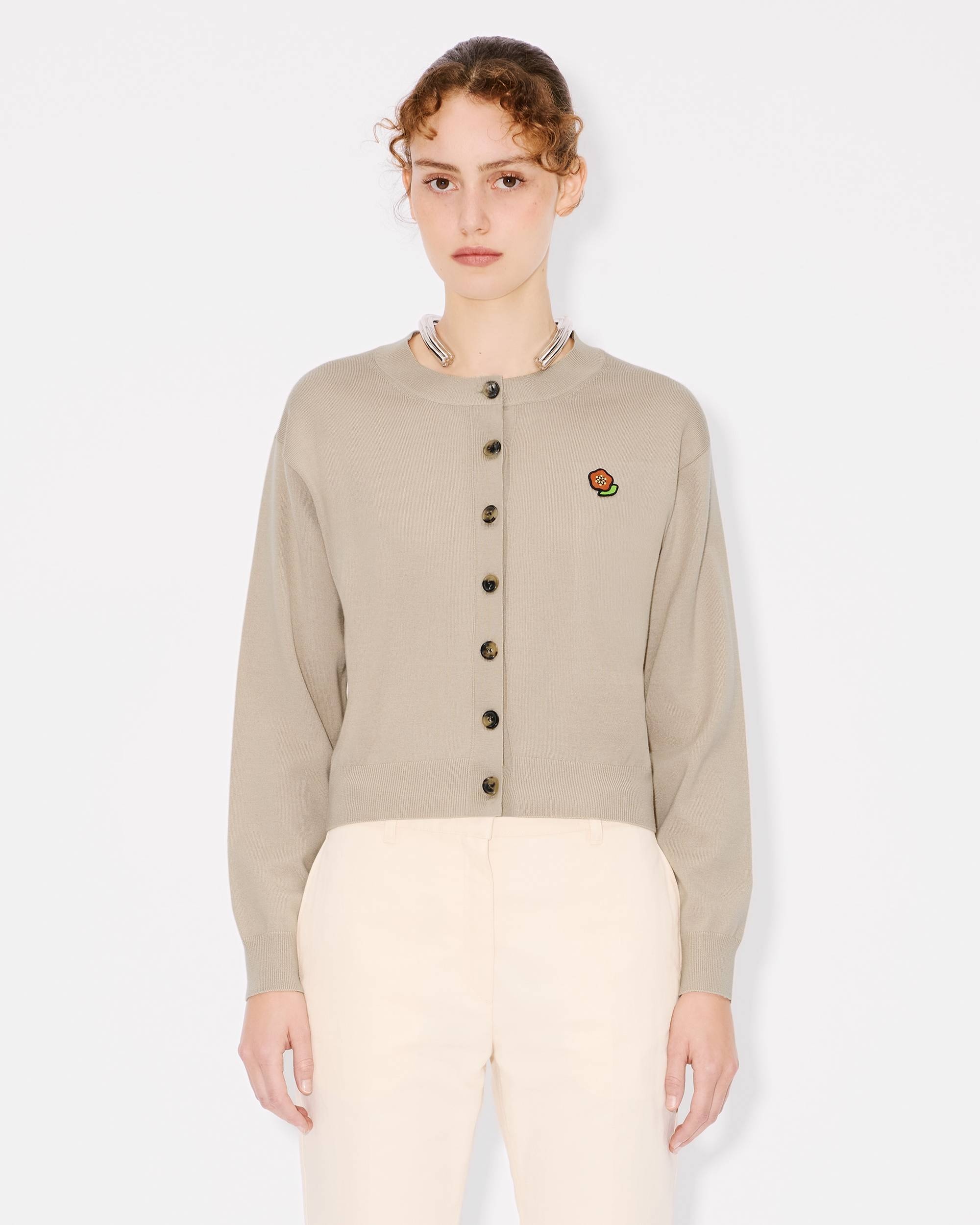'KENZO Pop' embroidered crewneck cardigan in merino wool - 3