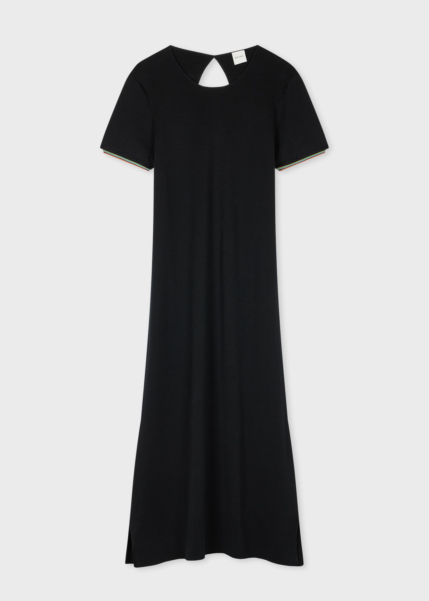Women's Black Knitted 'Signature Stripe' Sleeve Dress - 1
