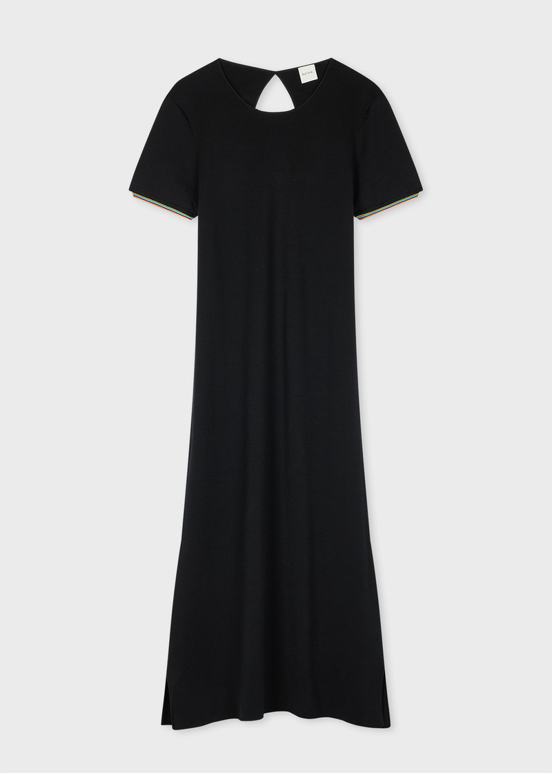Women's Black Knitted 'Signature Stripe' Sleeve Dress 1