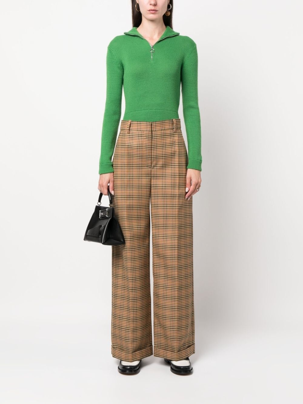 checked wide-leg trousers - 2