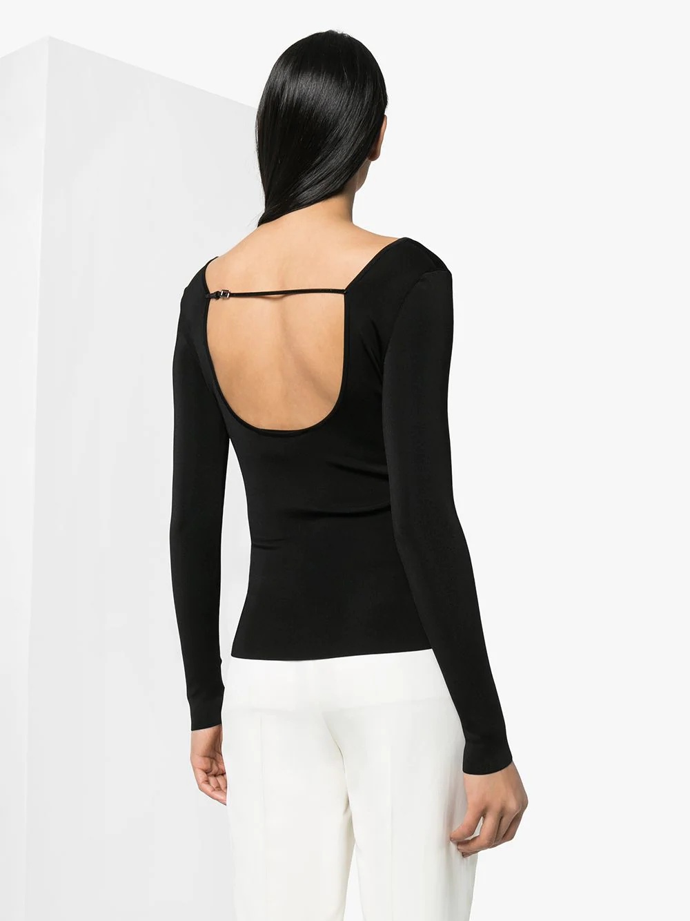 scoop-neck long-sleeve top - 3