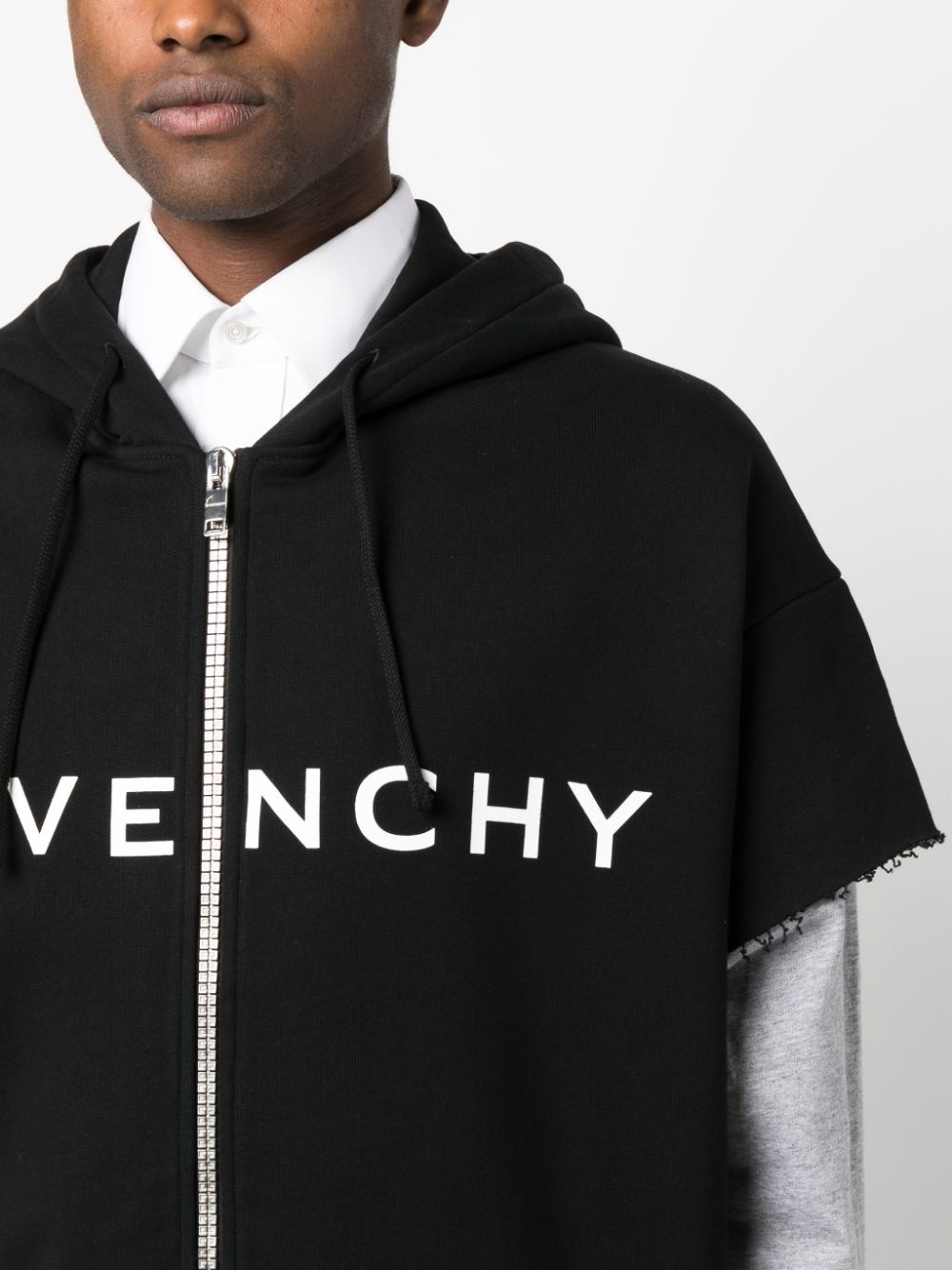 logo-print layered hoodie - 5