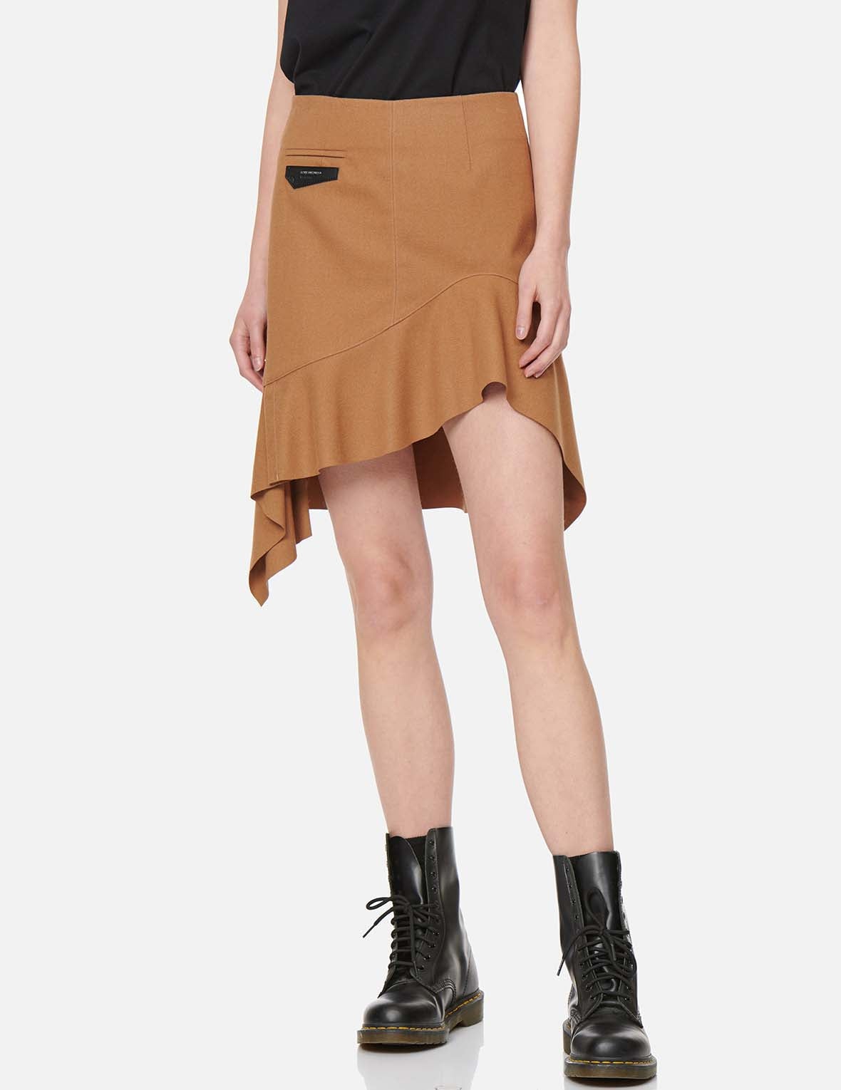 Leather Pocket Flap Asymmetric Skirt - 3