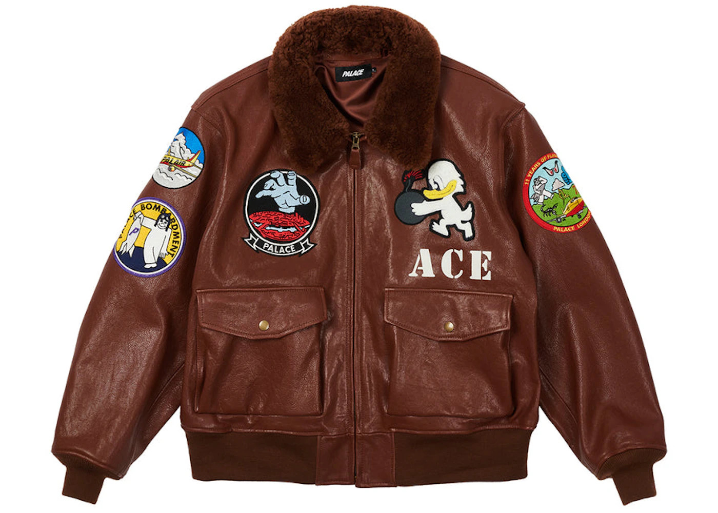 Palace Leather Flight Jacket Brown - 2