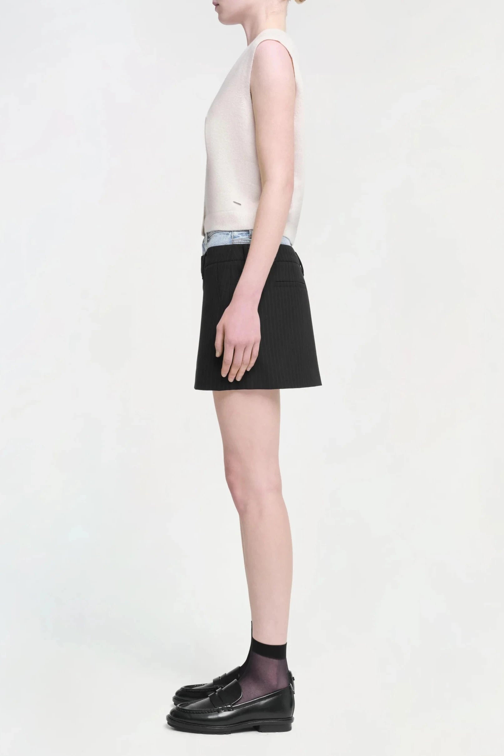 Rilee Double waistband combo mini skirt - 4