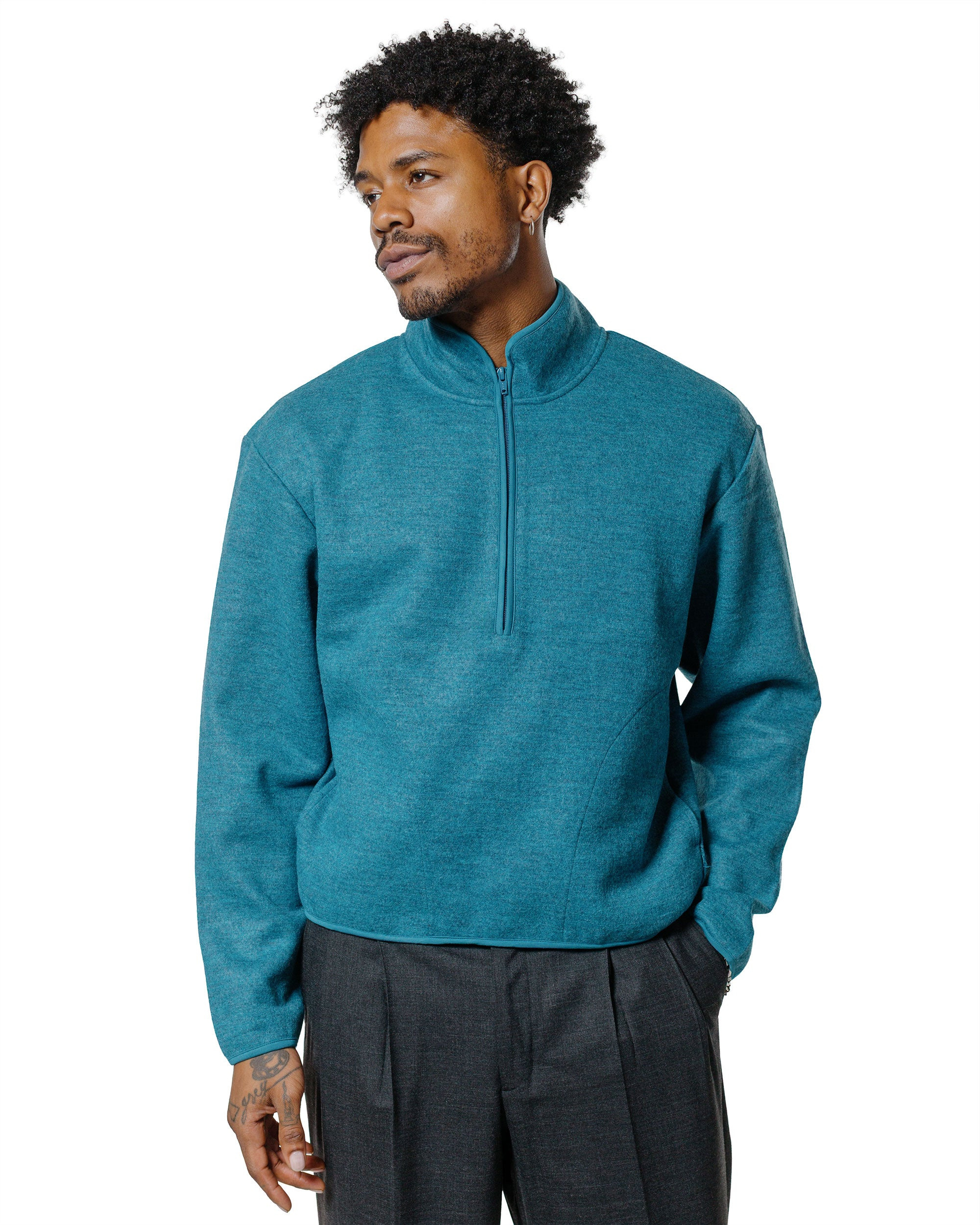 Wool Half Zip Ice Blue - 2