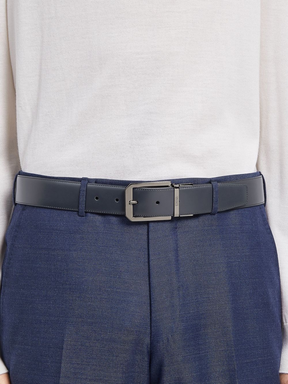 grained leather reversible belt - 3