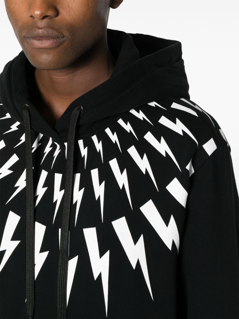 Thunderbolt-print cotton hoodie - 5