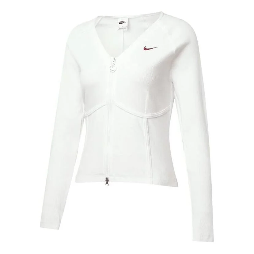 (WMNS) Nike Sportswear V-Day Long-Sleeve Full-Zip Top 'White' HF1133-100 - 1