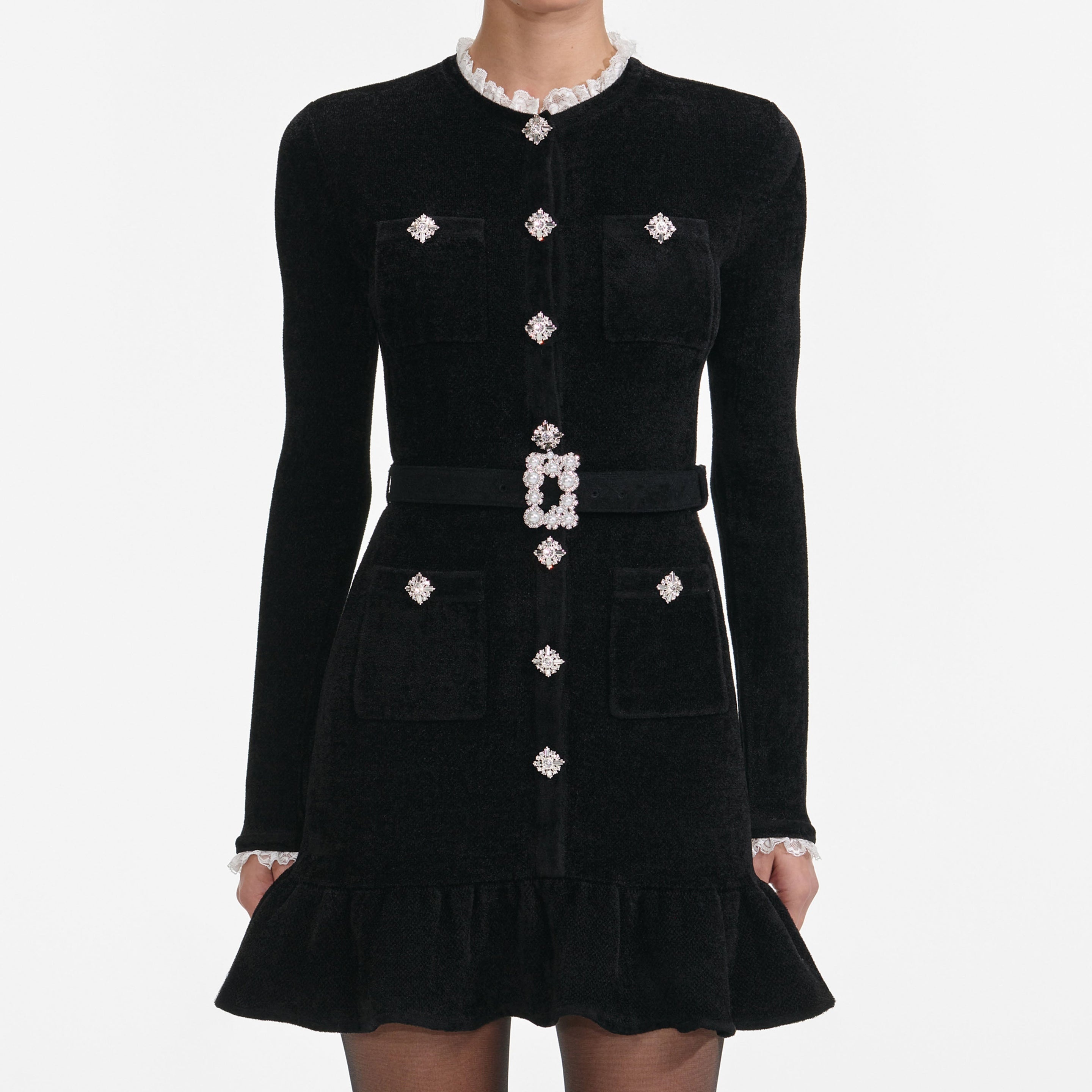 Black Chenille Knit Mini Dress - 4