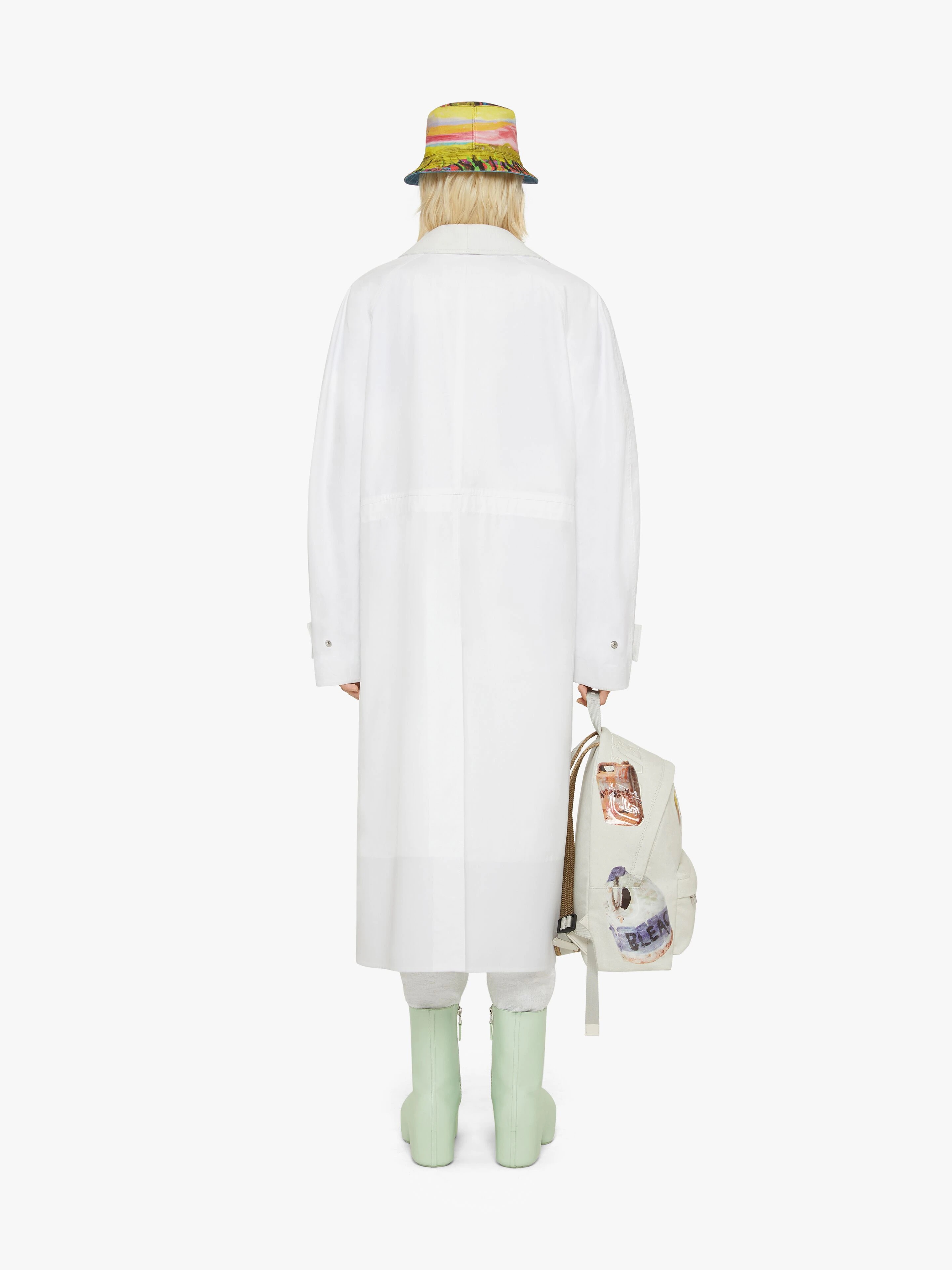 TRENCH COAT IN COTTON WITH COLLAR IN 4G LEATHER - 4