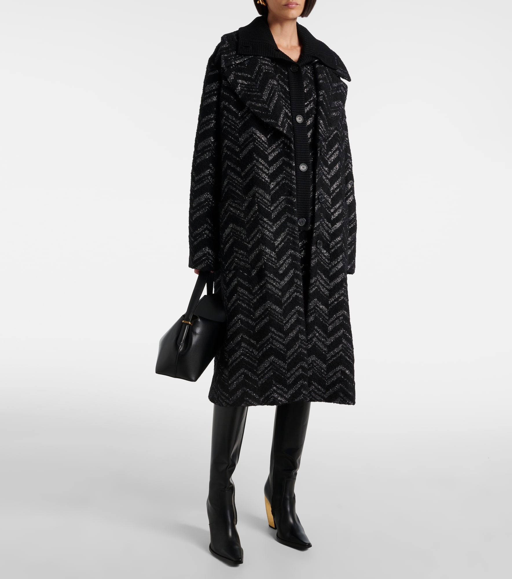 Zig Zag faux shearling-trimmed coat - 2