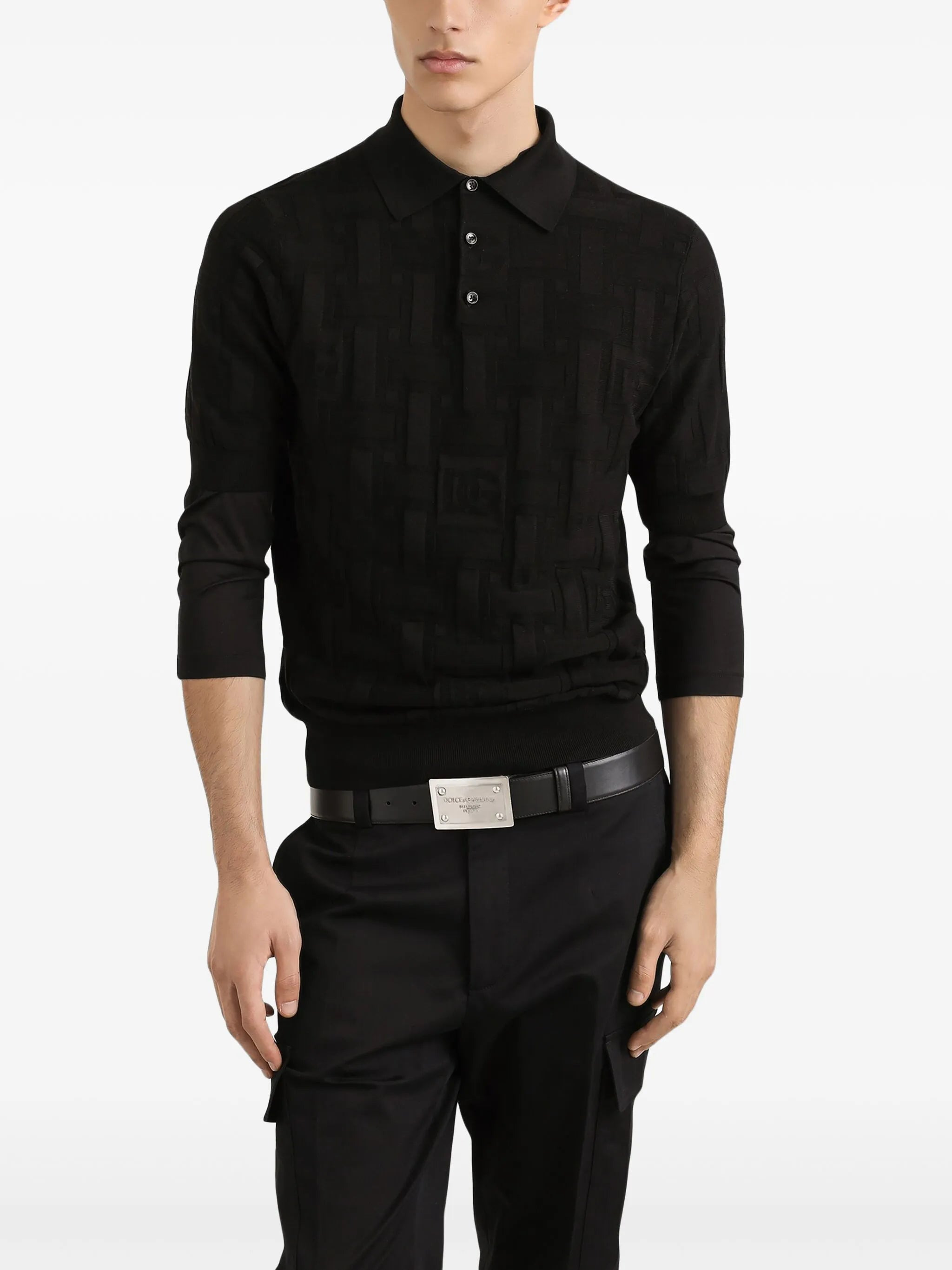 logo-jacquard polo shirt - 4
