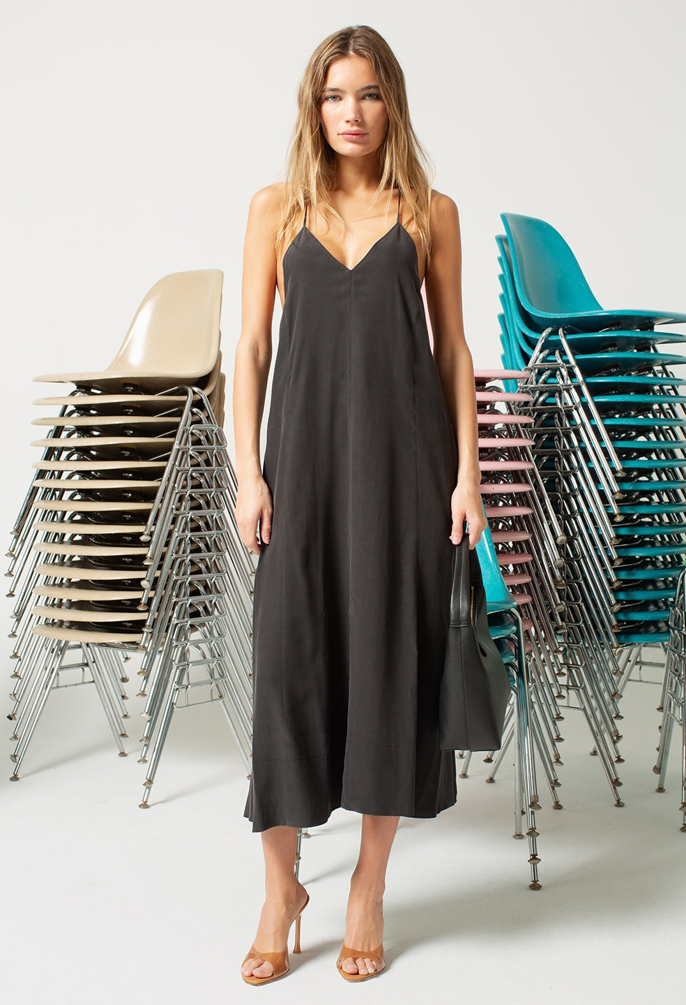 SILK RACERBACK MIDI DRESS - 2