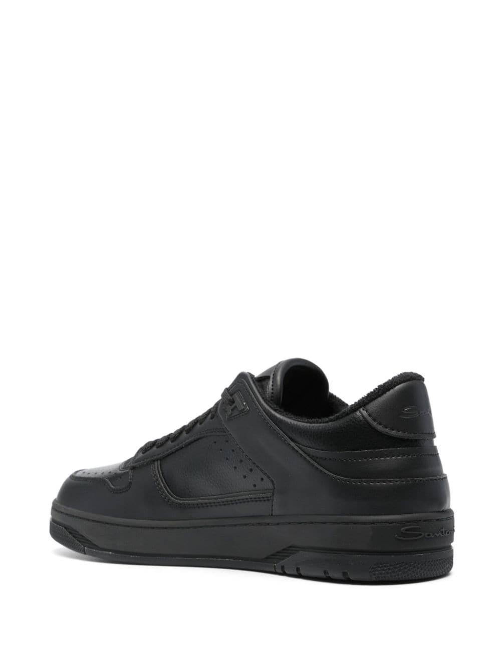 logo-print leather sneakers - 3
